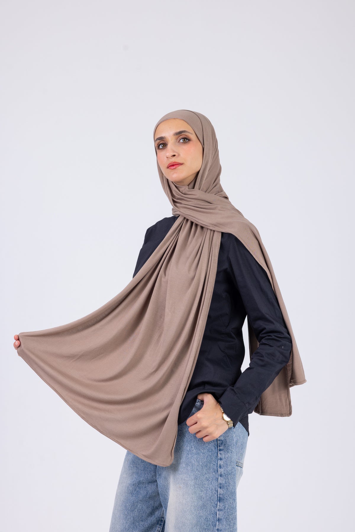 Mocha Taupe - Cotton Jill with bandana