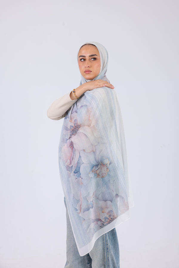 Blue Blossom - Chiffon Printed