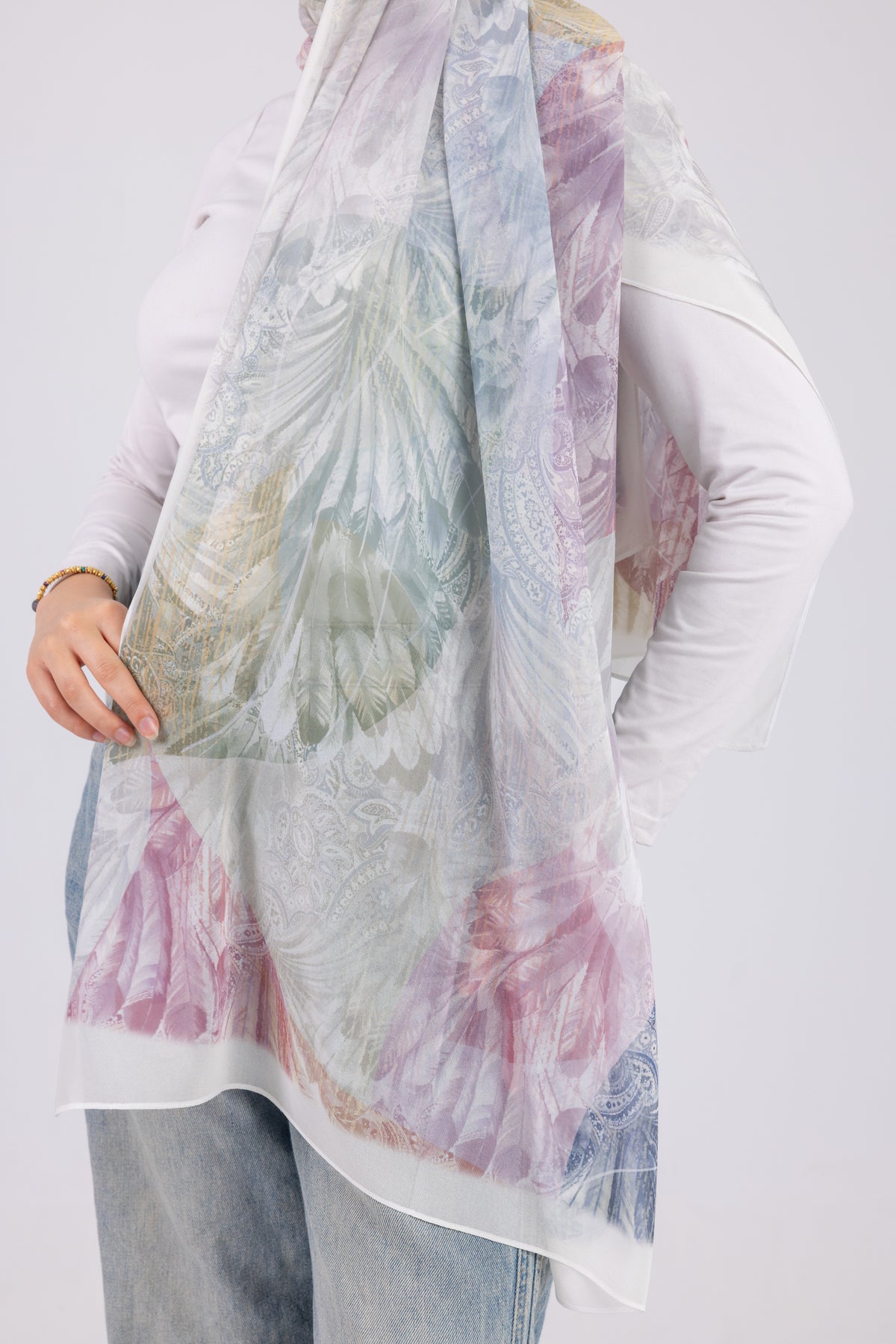 Pastel Feathers - Chiffon Printed