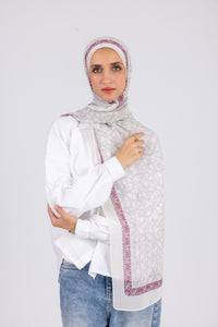 Burgundy Lattice - Chiffon Printed