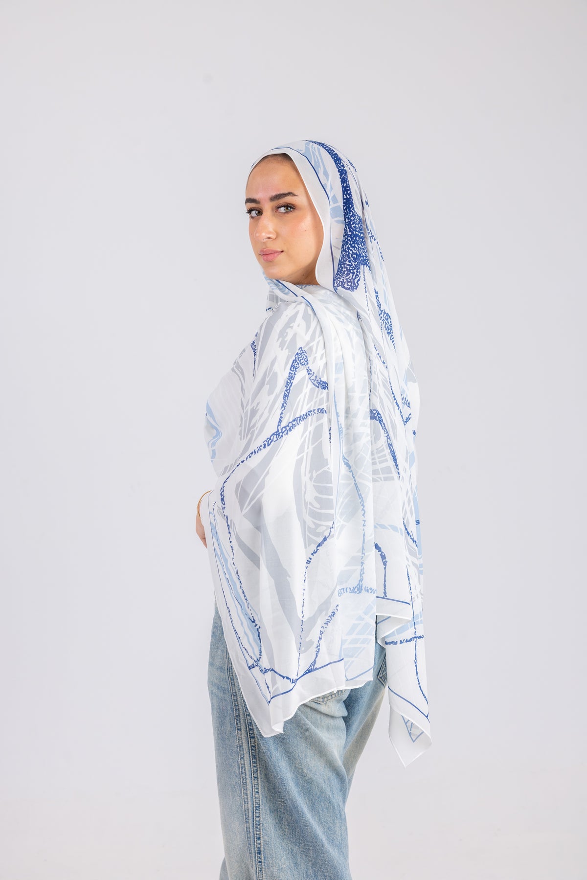 Azure Lines - Chiffon Printed