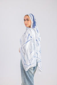 Azure Lines - Chiffon Printed