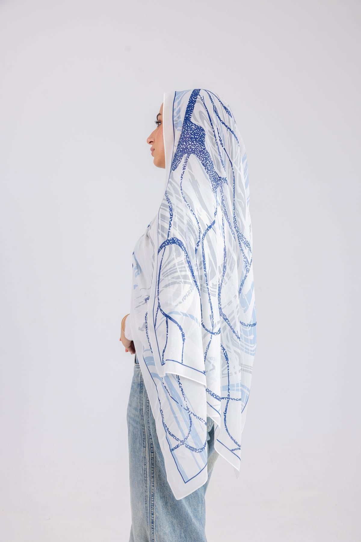Azure Lines - Chiffon Printed