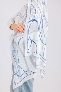 Azure Lines - Chiffon Printed
