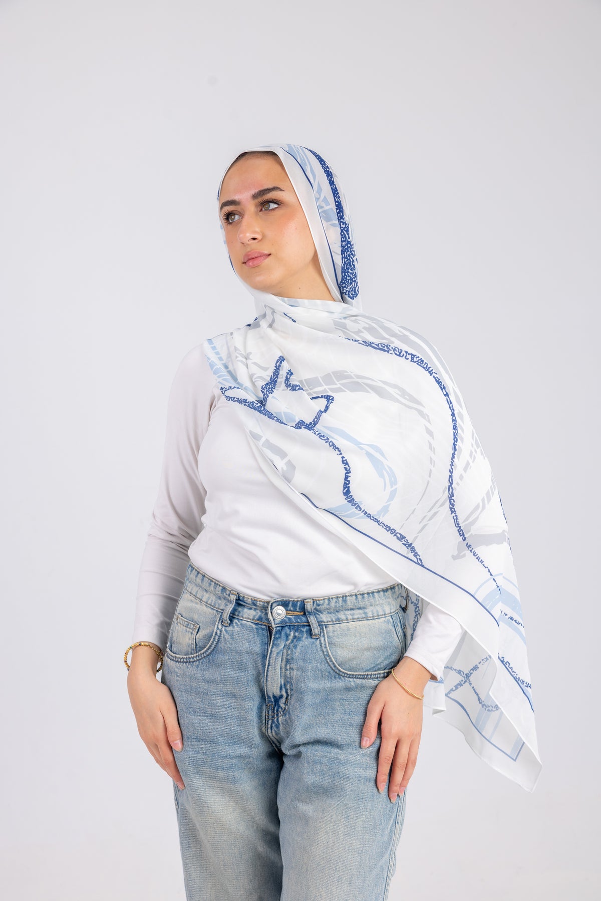 Azure Lines - Chiffon Printed
