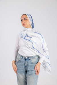 Azure Lines - Chiffon Printed