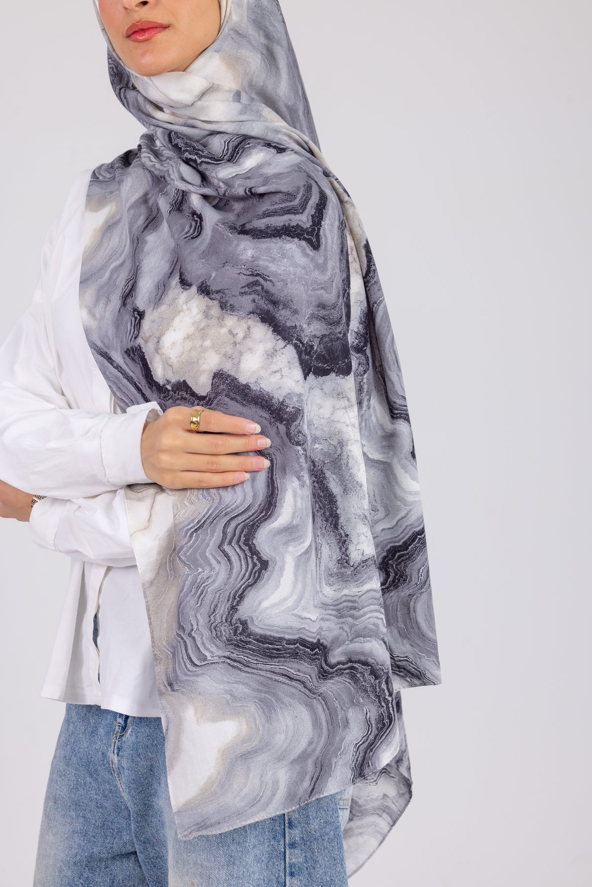 Grey & White - Modal Printed