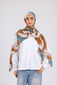 Marble Brown & Teal - Modal Printed