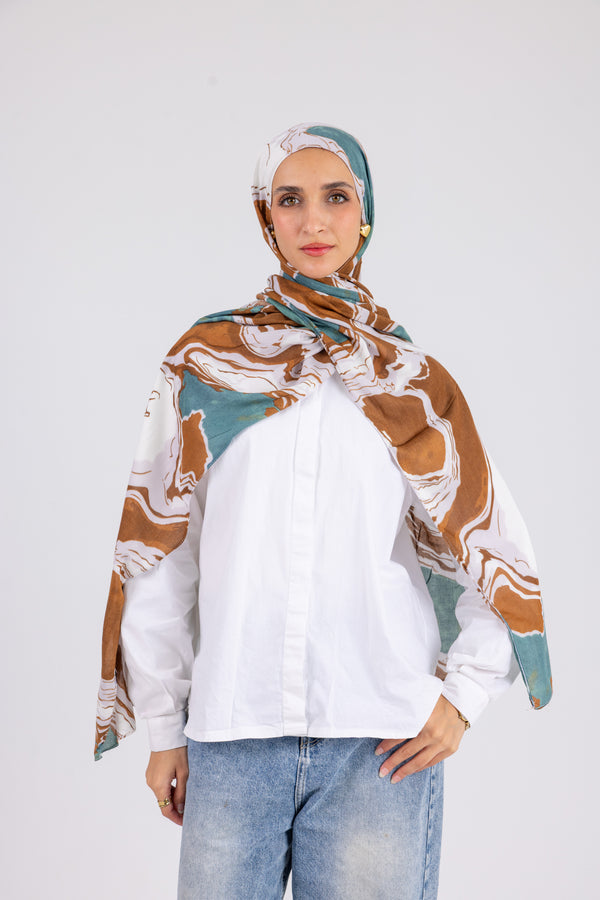 Marble Brown & Teal - Modal Printed
