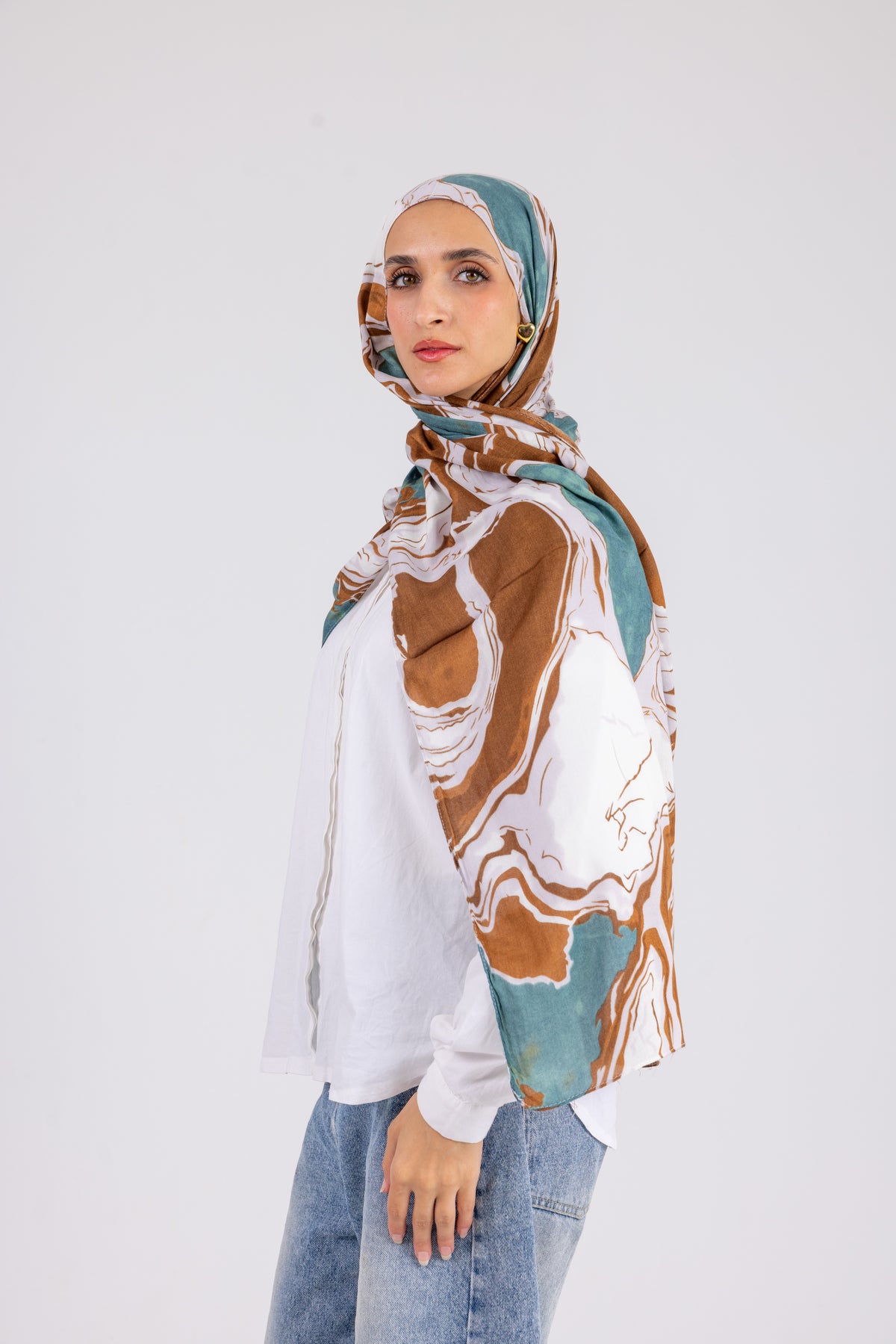 Marble Brown & Teal - Modal Printed