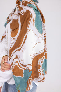 Marble Brown & Teal - Modal Printed