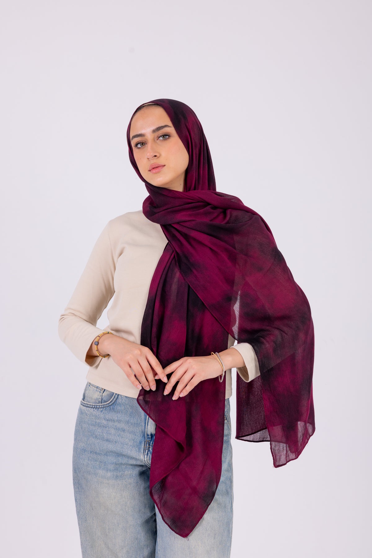 Tie Dye Burgundy - Modal Printed