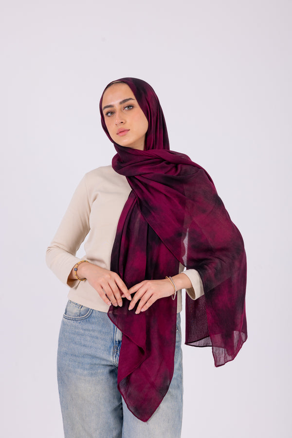 Tie Dye Burgundy - Modal Printed