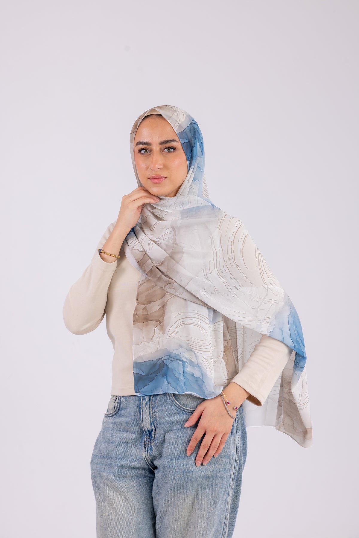 Azure Horizon - Chiffon Printed
