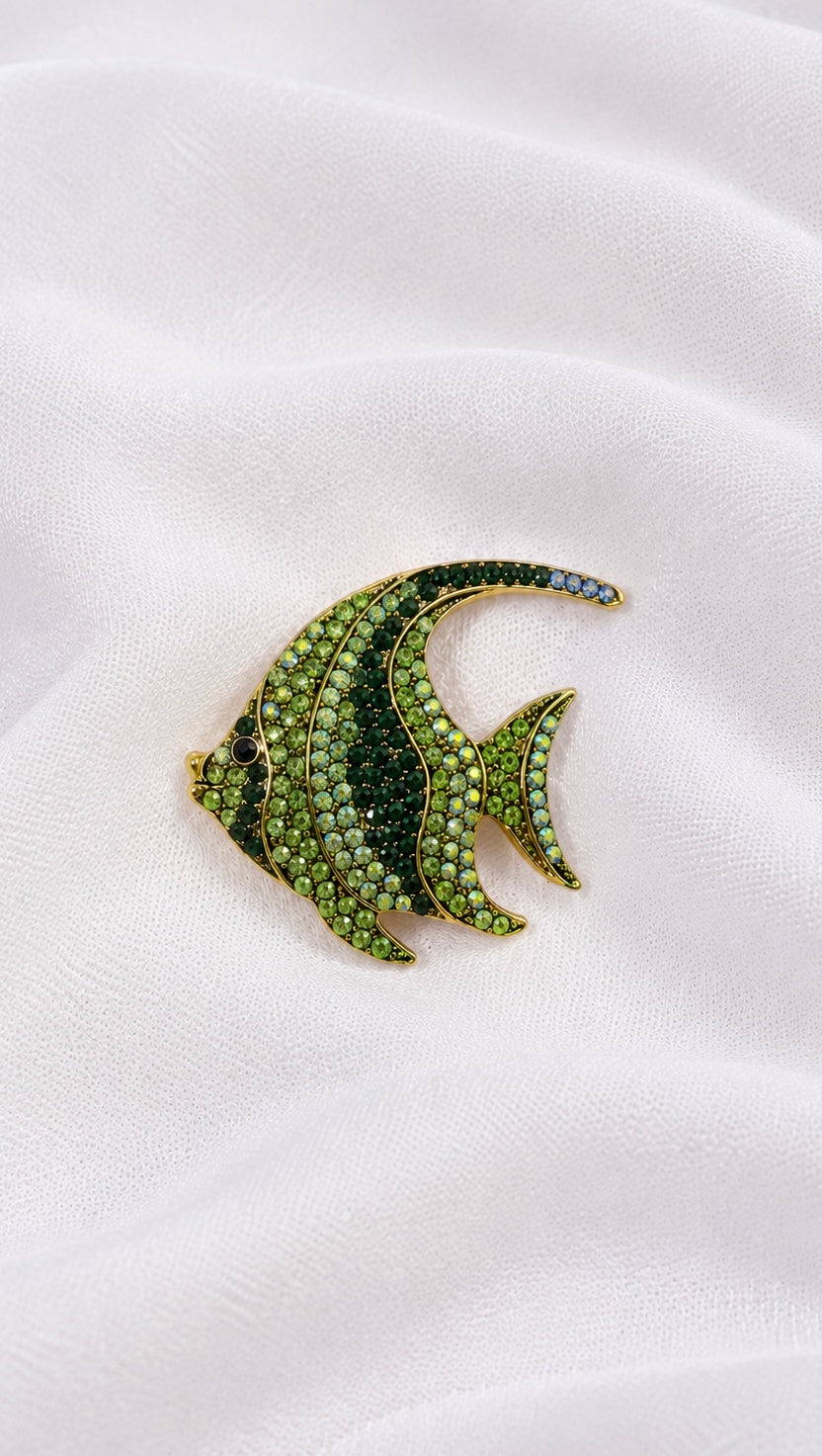 Emerald Fish - Brooch